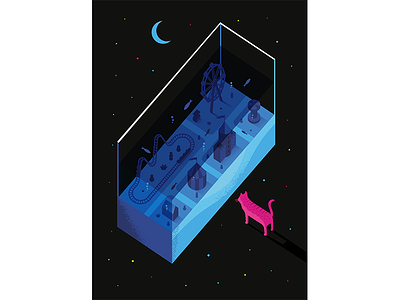 Luna Park cat illustration isometric lunapark magazine myauzine