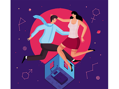 Illustration for Charaktery girl illustration isometric man night press sex woman