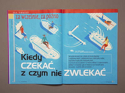 Illustration for Charaktery magazine design graphic illustration isometric magazine people press sea vector woman