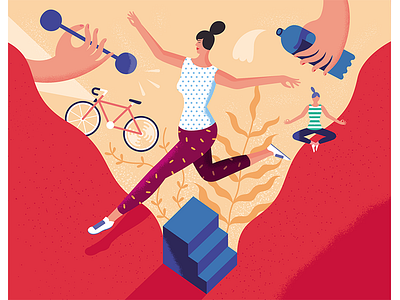 Illustration for Charaktery magazine bike illustration magazine photo print psychology sport woman yoga
