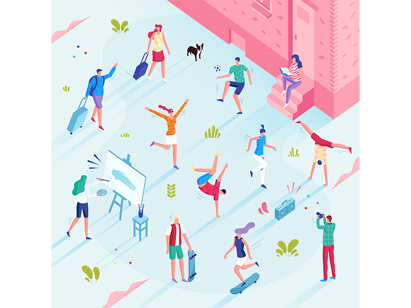 Illustration for Hyundai design graphic car people man woman isometric illustration