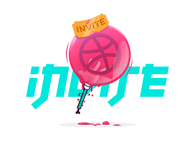 1 Dribbble Invite Giveaway art design dribbble invite giveaway illustration invite lollipop monster sticker ticket