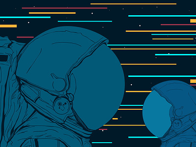 Astronauts in space. Vector illustration.
