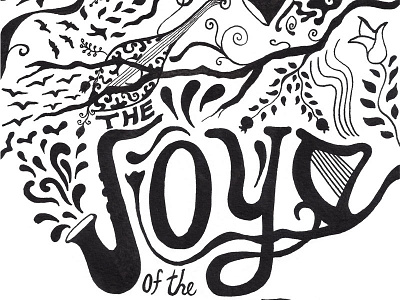 The joy of the lord is my strength calligraphy artist drawing greeting card illustration typogaphy