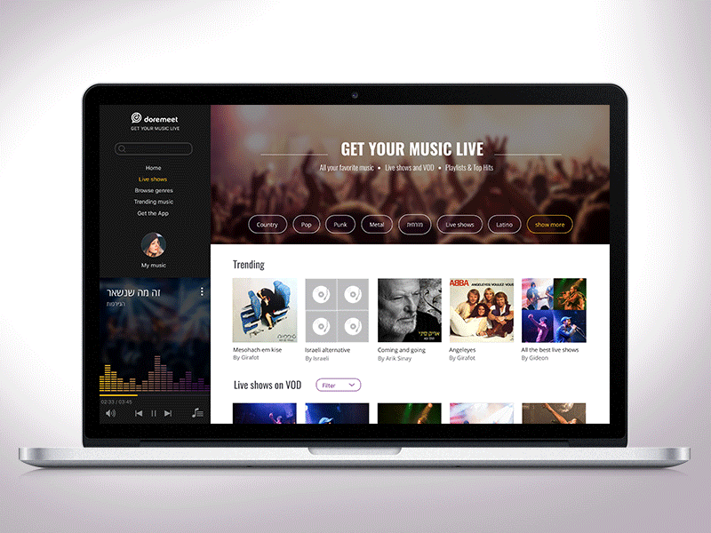 UI design for Live shows & music on responsive website branding design interface design music app design responsive design ui web site design