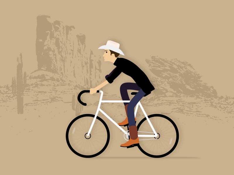 Cowboy Cyclist ae after effects ai animation bicycle cowboy cyclist design gif illustration illustrator loop motion motion design rubberhose