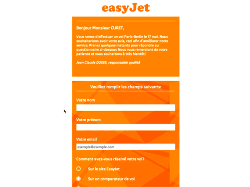 EasyJet form by Vincent Curet on Dribbble