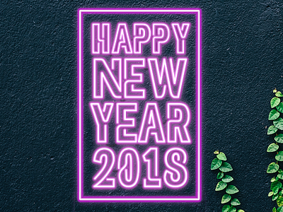 Happy new year neon typography