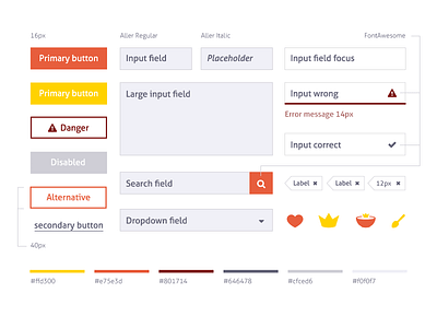 Muesli Me — Tiny UI Kit buttons form icons kick start kit kitchen sink labels startup ui