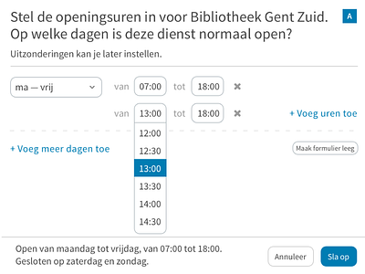 Creating opening hours calendar city flow hours opening scheduling shop ux