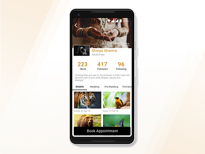 Photographer profile page 006 android app dailyui photography pixelxl profile