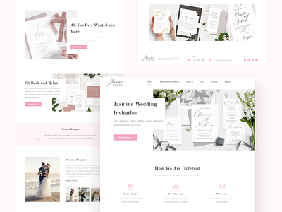 Jasmine Wedding — UI UX of the website beautiful beauty salon branding celebrate clean design creative design landing page landing page design light design logo pink typography ui design ux design web design website design wedding card wedding design wedding invitation wedding website