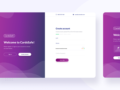 CardsSafe — UI for Log in & Sign Up