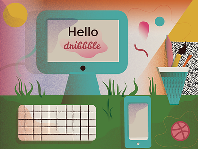 Hello Dribblers! debut first shot hello dribble illustration mobile