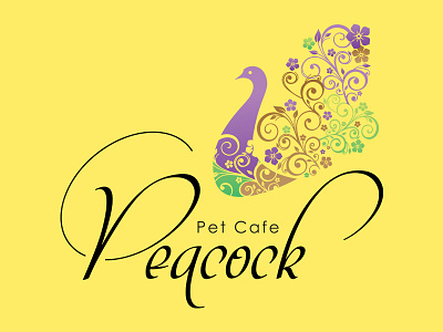 Peacock Pet Cafe | Logo Design animals cafe design healing logo peacock pet