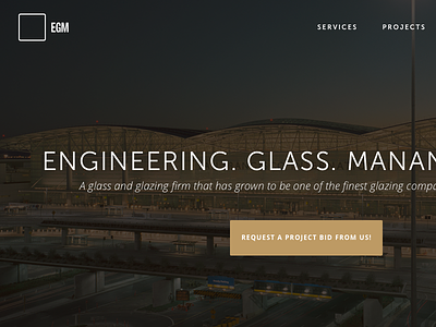 (WIP) EGM Homepage Update brown clean construction dark design flat glass gray minimal simple web design website