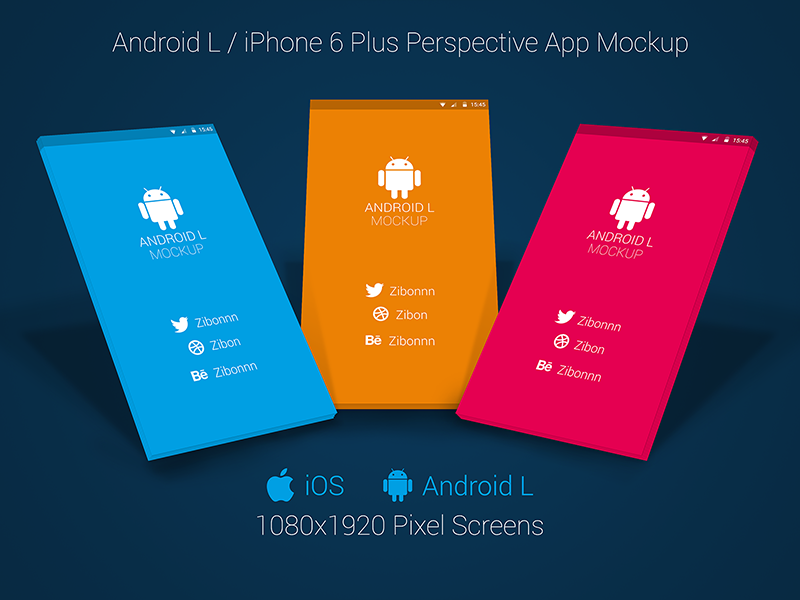 Download Android L / iPhone 6+ Perspective App Mockup for Free! by Khalid Hasan Zibon on Dribbble