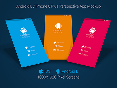 Android L / iPhone 6+ Perspective App Mockup for Free! android app free freebie ios ios7 ios8 iphone 6 mockup perspective template