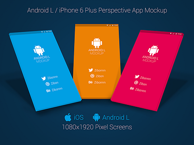 Android L / iPhone 6+ Perspective App Mockup for Free!