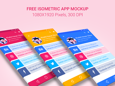 Free Isometric App Mockup android app full hd ios isometric material mockup