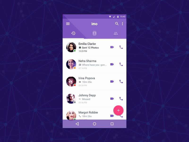 #Freebie: IMO ReDesign Concept (Material Design) contacts chats profile marshmallow lollipop ui ux android imo material
