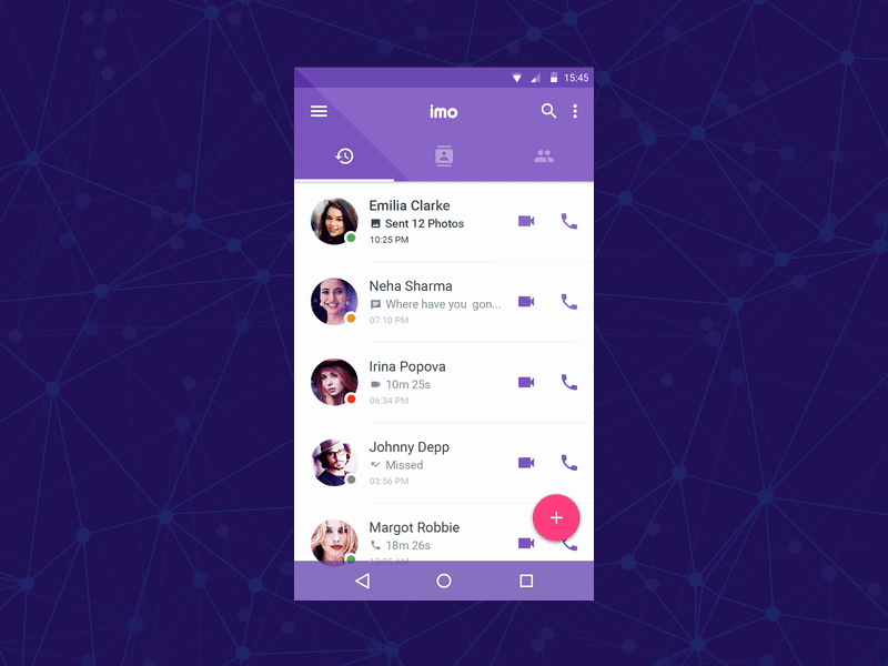 #Freebie: IMO ReDesign Concept (Material Design) android chats contacts imo lollipop marshmallow material profile ui ux