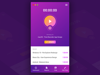 Freebie - Time Recorder / Time Manager - macOS gradient macos os x purple record time sketch time log time manager time recorder