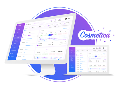 Cosmetica - Dashboard for an Online Cosmetics Shop blue clean cosmetic cosmetics dashboard gradient modern online shop purple store