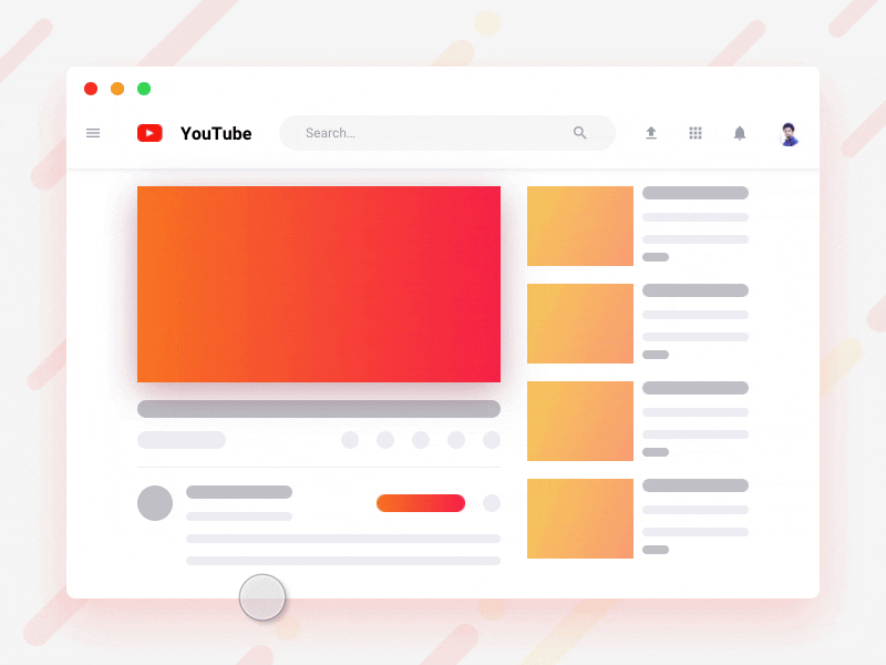 YouTube Scrolling Interaction animation flinto gradient red redesign scroll youtube