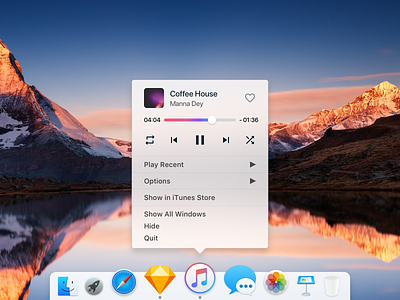 iTunes Controls - Visualized audio catalina controls dock gradient imac itunes macbook macos mini music player sierra spotify ux