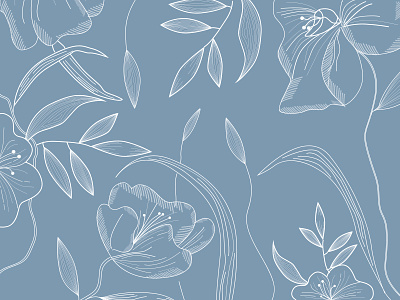 Blue Flower blue engraving flower gobelins illustration waterlilly