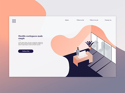 Daily UI 003 :: Landing Page buildings coworking daily ui landing page office perspective work