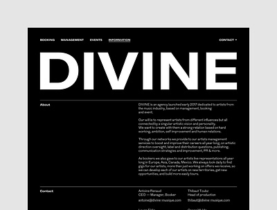 Divine Musique — UX & Interactive Art Direction agency art direction design interface management music responsive site ui ux web