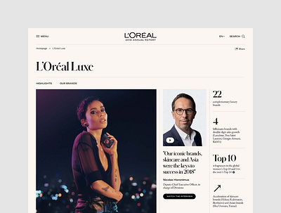 L'oréal Group • UX & Art Direction for the 2018 Annual Report art direction corporate design interface mobile responsive site ui ux web