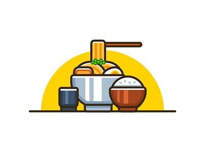 Ramen affinitydesigner dish icon illustration minimal noodles ramen