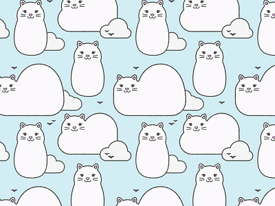 Kitty clouds pattern cat character character design cute digital art illustration illustrator pattern pattern design repeat pattern surface design vector art