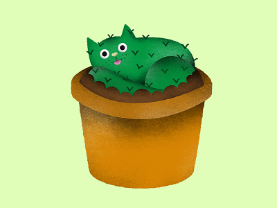 Catcus adobe cactus cat character character design cute cutesy digital art illustration illustrator kidart kidlit
