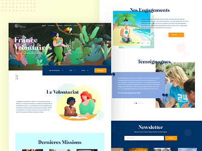 France Volontaires - Webdesign branding character design illustration jungle logo travel typography ui ux vector volunteer web webdesign website xd