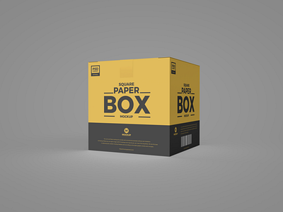 Free Square PSD Paper Box Mockup