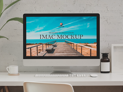 Free Modern Workstation iMac Mockup