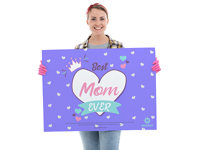 Free Girl Showing Horizontal Poster Mockup