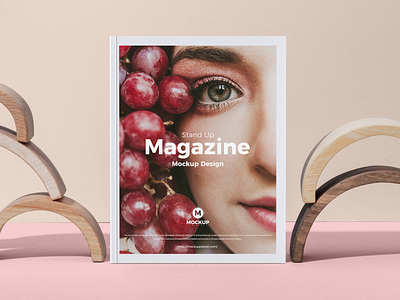 Free Stand Up Magazine Mockup