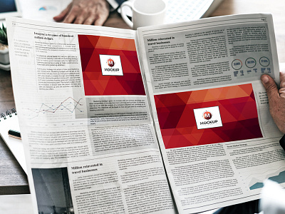 Free Man Reading Multiple Ads Newspaper Mockup