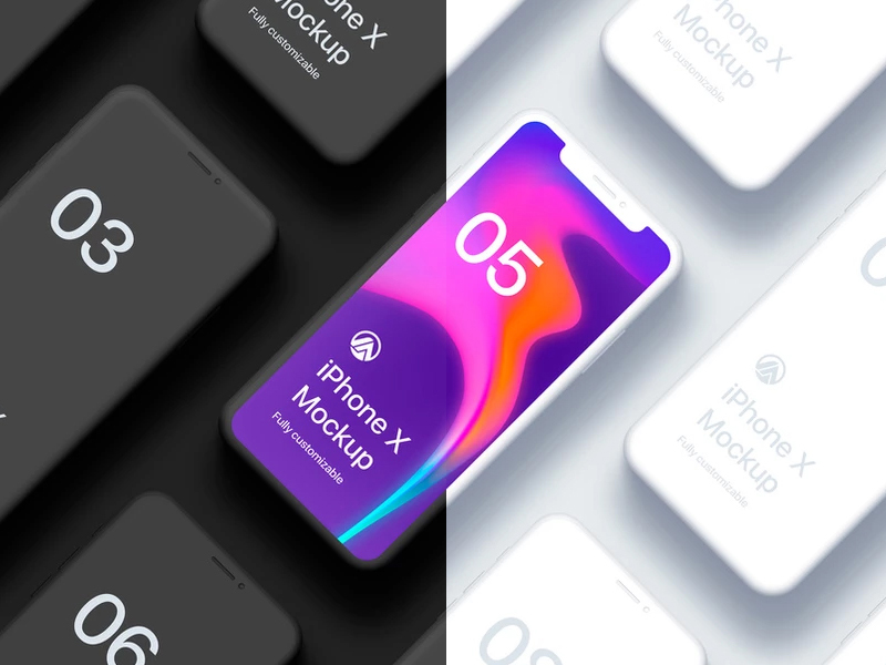 Download Free Iphone X Clay Isometric 2 Fully Customizable Mockup ... PSD Mockup Templates