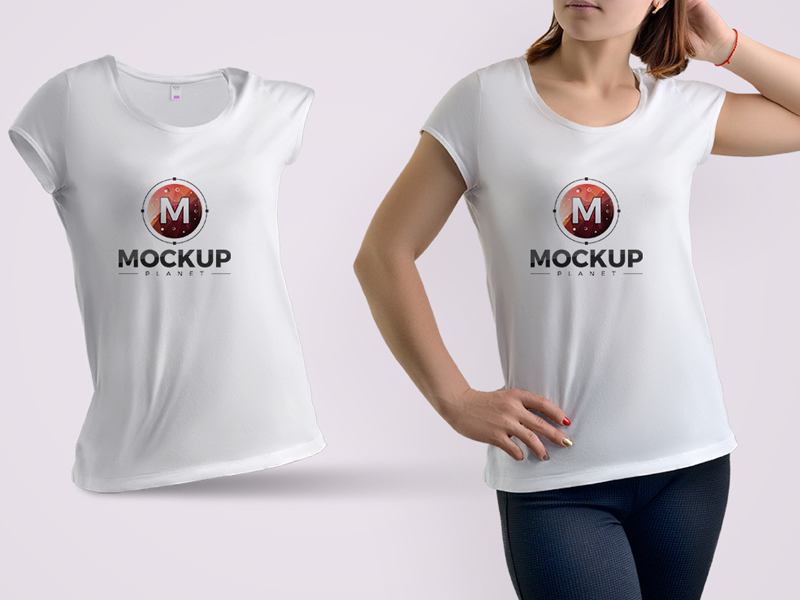 Download Free Girl Wearing T Shirt Mockup by Mockup Planet on Dribbble