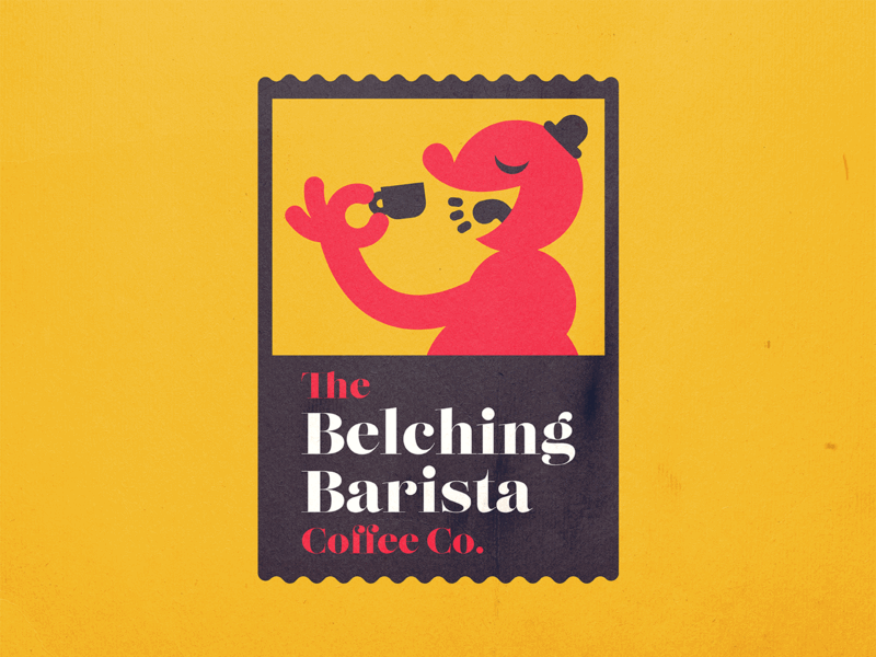 The Belching Barista Coffee Co. .gif branding coffee design fun illustration logo retro texture vintage