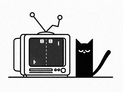 Cat Pong .gif cat fun funny gif goofy grunge grunge texture illustration motion motion design ping pong retro tv