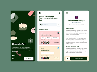 Remote Job Finding App Concept android app design app design app figma ios app job application onboarding remote ui ux
