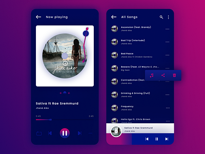 Dark Theme Music Player album cover android app app dark app design design app gradient ios music app ui ux