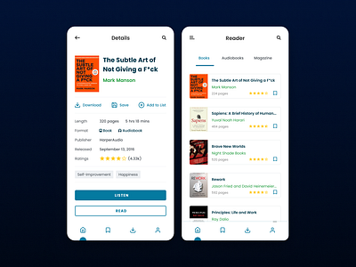 Reader App design app ebook design reader app ui ux